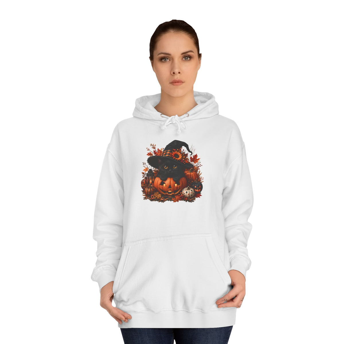 Halloween Pumpkin Witch Hoodie — Cute Spooky Fall College Sweatshirt