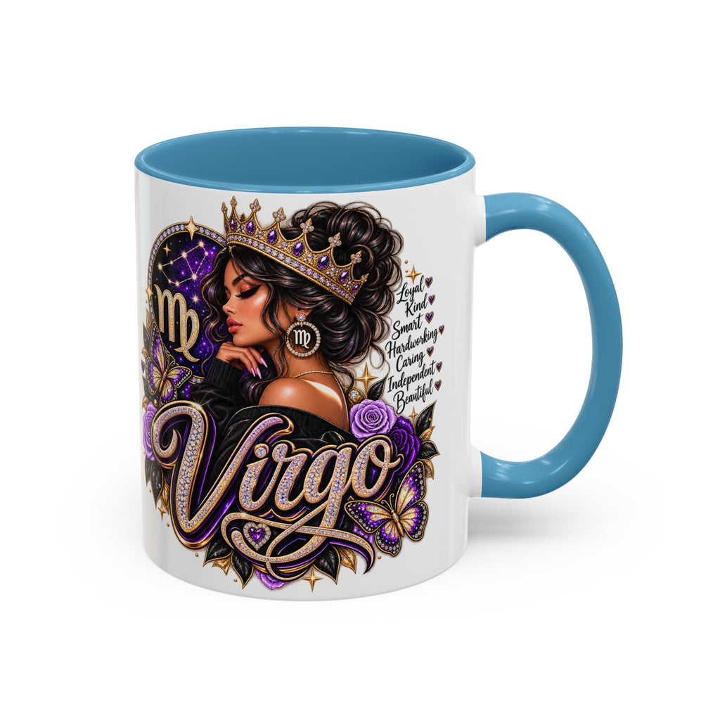 Virgo Zodiac Accent Coffee Mug — Purple Crowned Virgo Astrology Gift (11/15oz)
