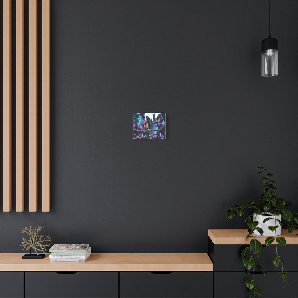 Neo-Kyoto Cyberpunk City Matte Canvas Print