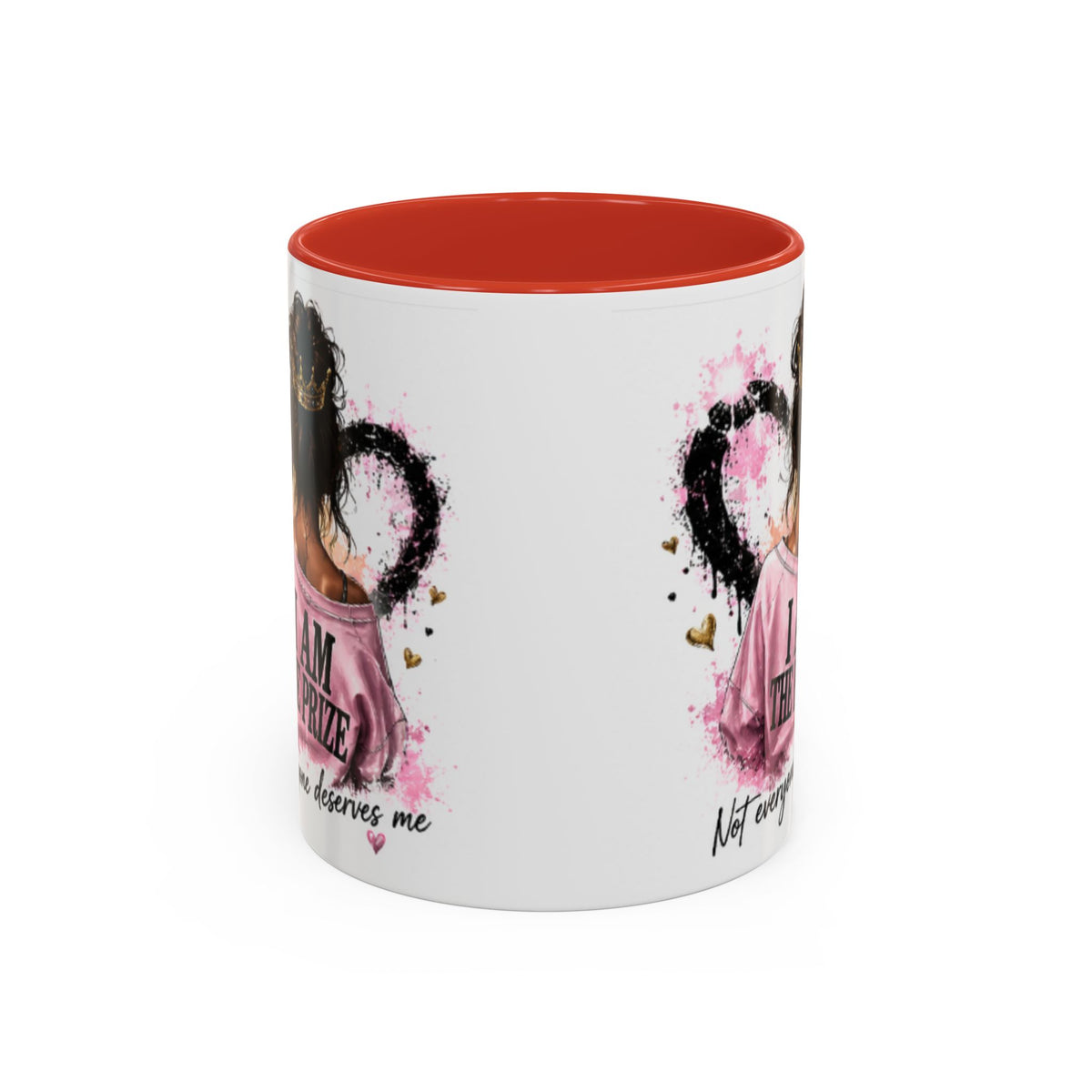 Accent Coffee Mug — "I Am The Prize" Floral Heart Design (11/15oz)