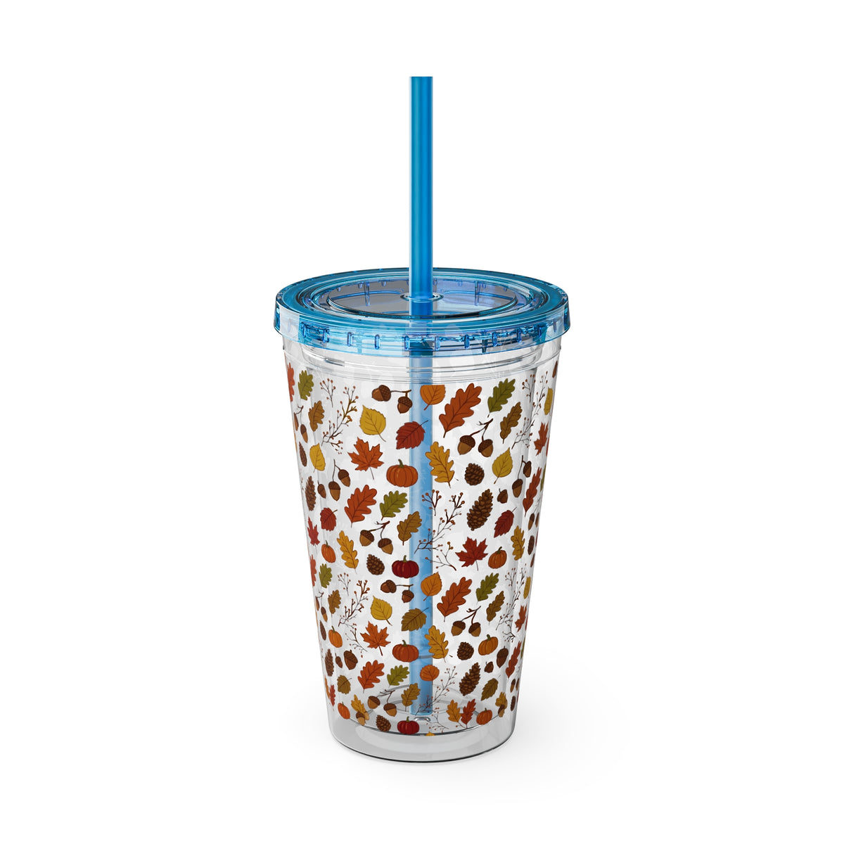 Autumn Leaves 16oz Tumbler with Straw – Fall Floral Insulated Cup