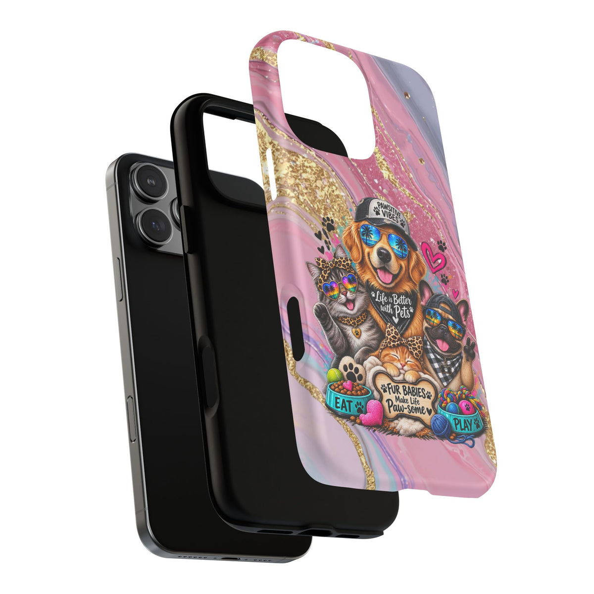 Tough Magnetic Case — Colorful ‘Life Is Better With Pets’ Dog & Cat Phone Cover