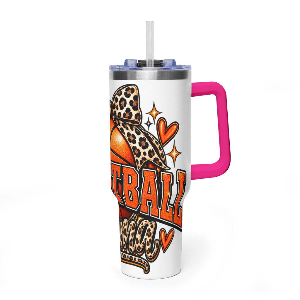 Basketball Mom Leopard Bow 40oz Vacuum Tumbler