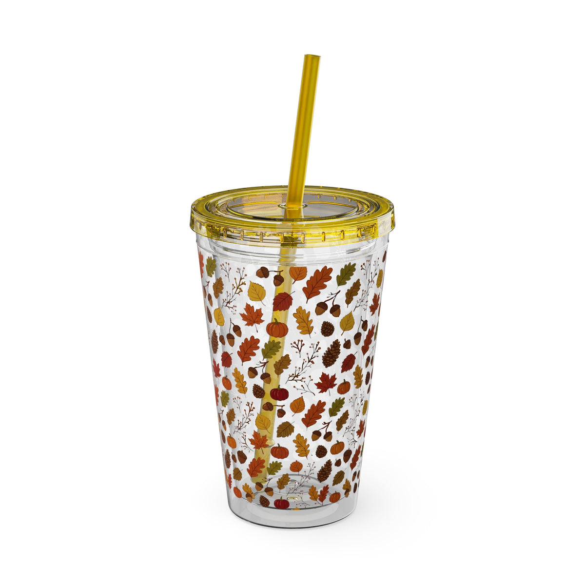 Autumn Leaves 16oz Tumbler with Straw – Fall Floral Insulated Cup