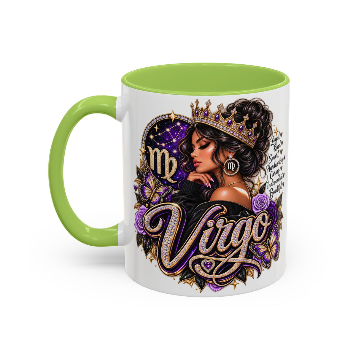 Virgo Zodiac Accent Coffee Mug — Purple Crowned Virgo Astrology Gift (11/15oz)