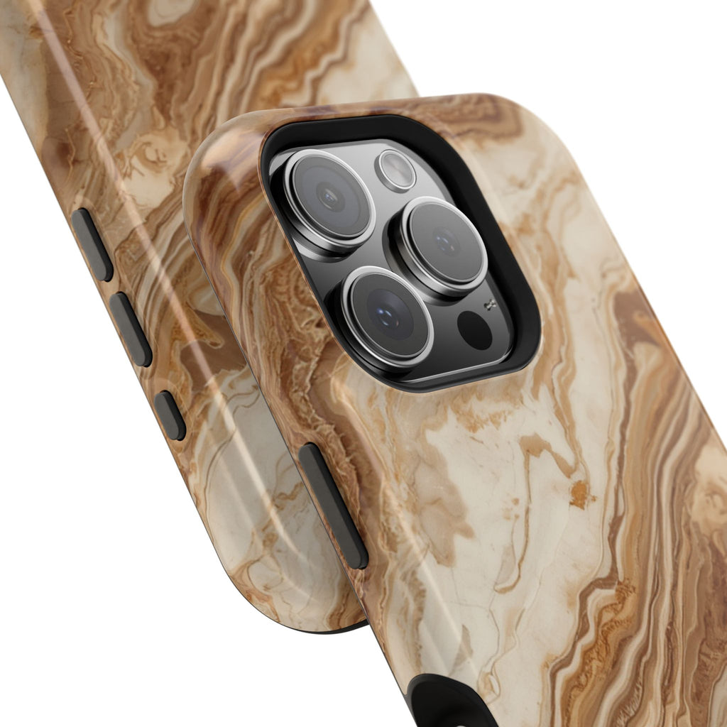 Magnetic Impact-Resistant Phone Case — Brown Marble Protective Cover