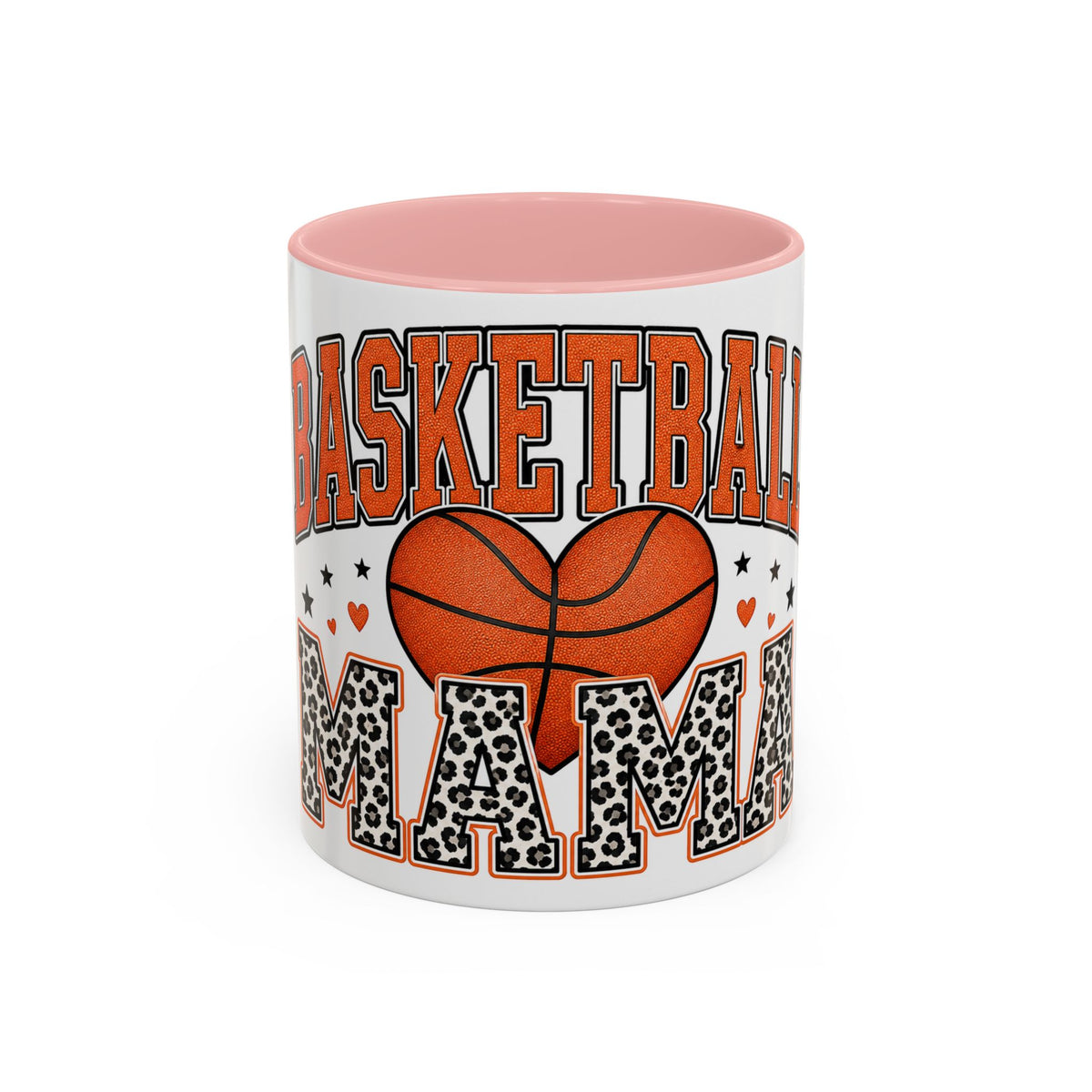 Basketball Mama Accent Coffee Mug – Leopard Print Hoop Mom Gift (11/15oz)
