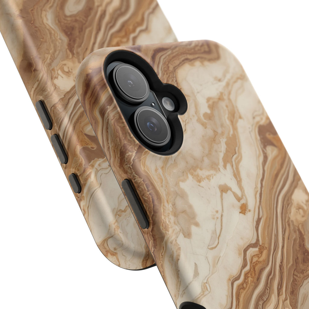 Magnetic Impact-Resistant Phone Case — Brown Marble Protective Cover