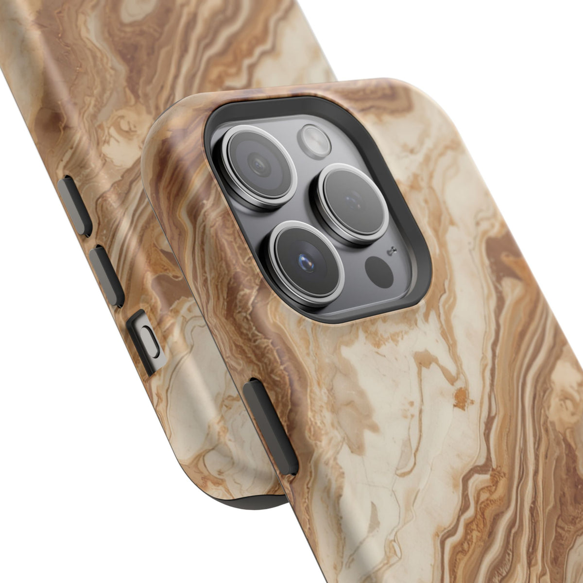 Magnetic Impact-Resistant Phone Case — Brown Marble Protective Cover