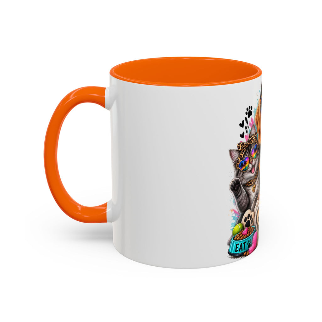 Coffee Mug — "Life is Better with Pets" Colorful Dog & Cat Paw-some Design (11/15 oz)