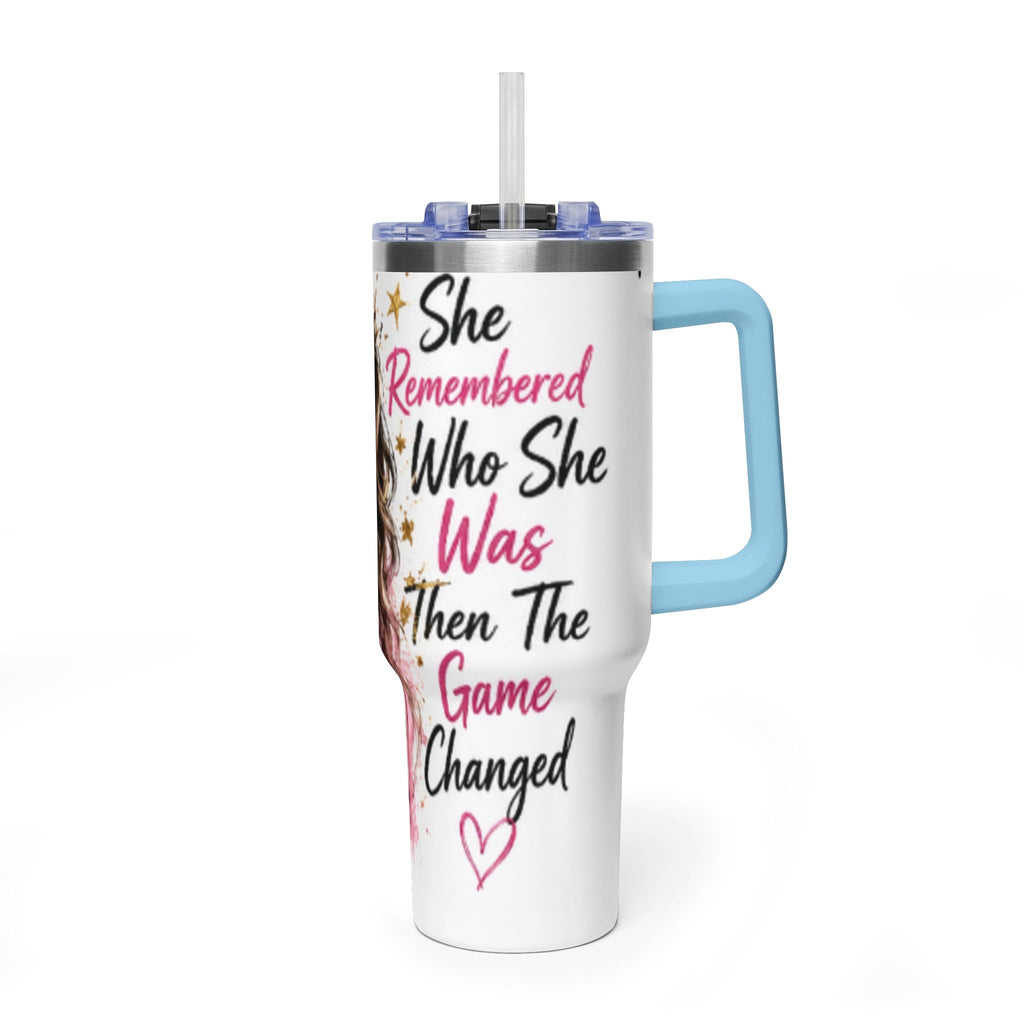 40oz Vacuum Tumbler - Glam Queen Crowned Girl Design (She Remembered Who She Was)