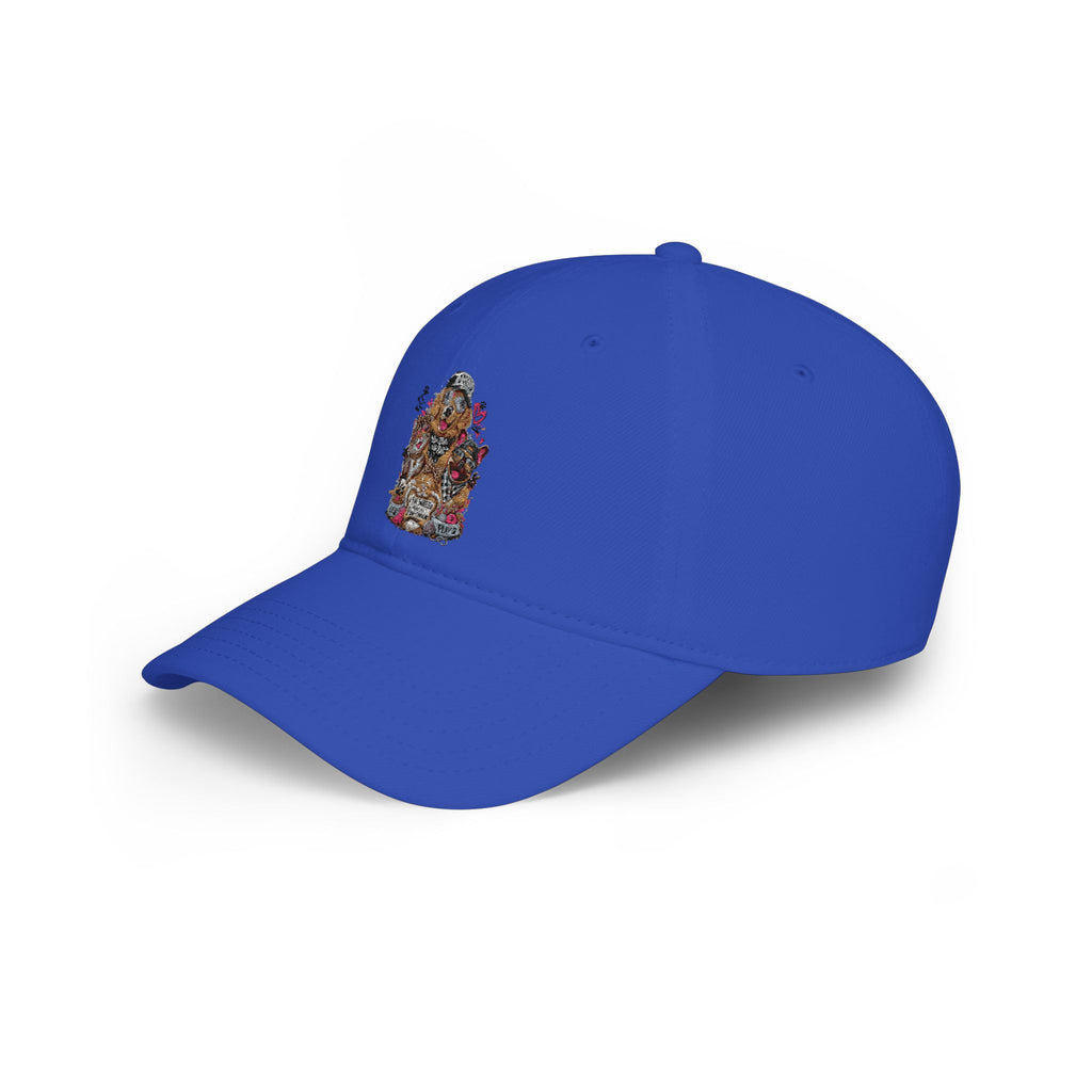 Red Puppy Pile Baseball Cap — Cute Dog Stack Embroidered Low Profile Hat