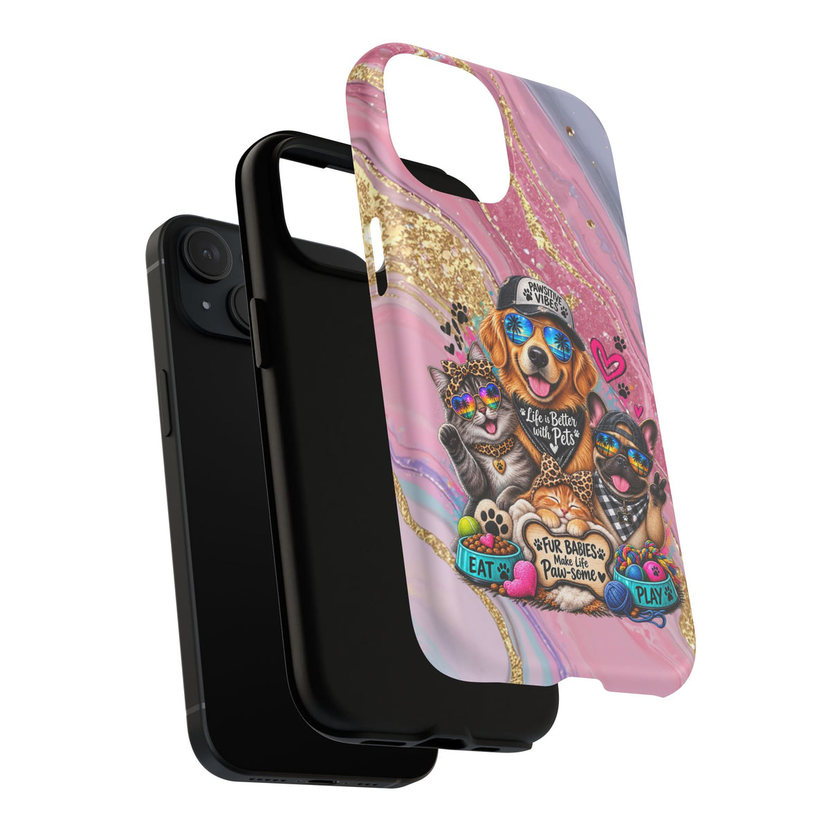 Tough Magnetic Case — Colorful ‘Life Is Better With Pets’ Dog & Cat Phone Cover