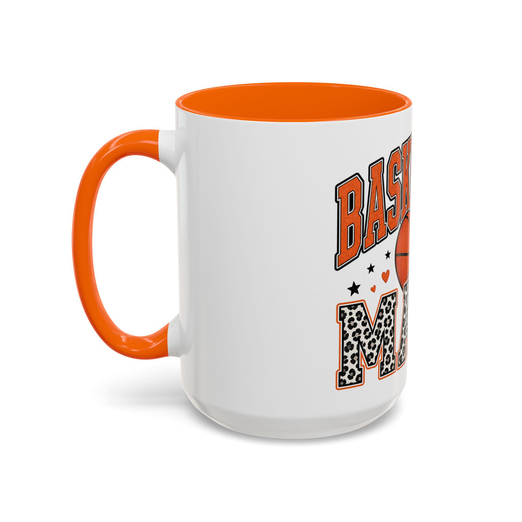 Basketball Mama Accent Coffee Mug – Leopard Print Hoop Mom Gift (11/15oz)