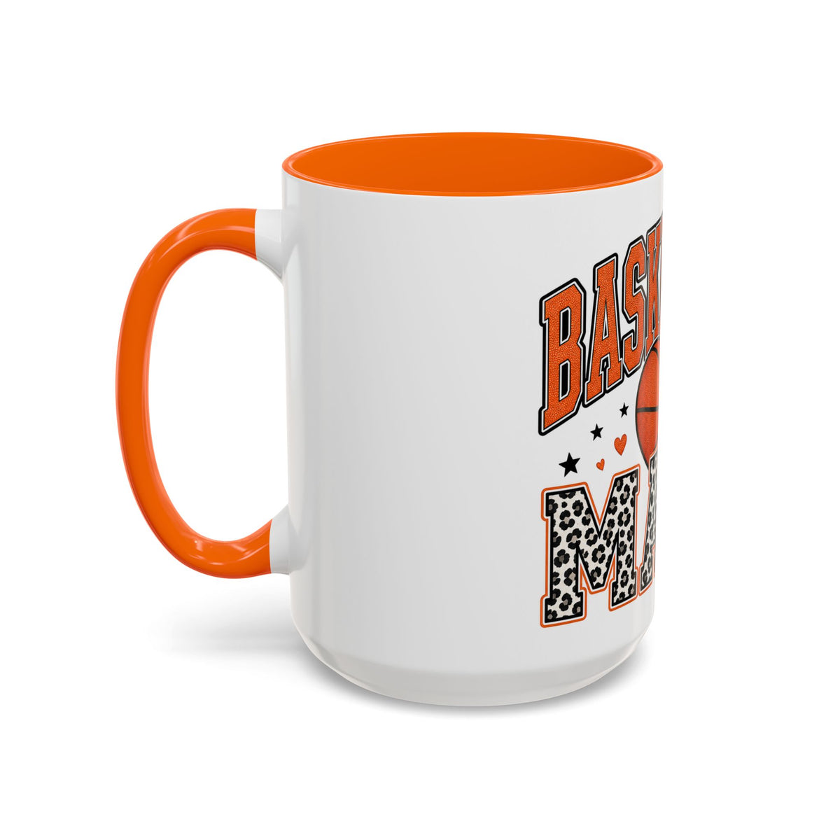 Basketball Mama Accent Coffee Mug – Leopard Print Hoop Mom Gift (11/15oz)