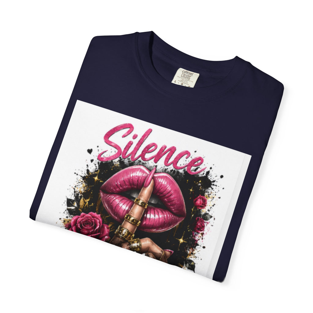 Silence Is My Power T-Shirt — Graphic Lip & Rose Statement Tee
