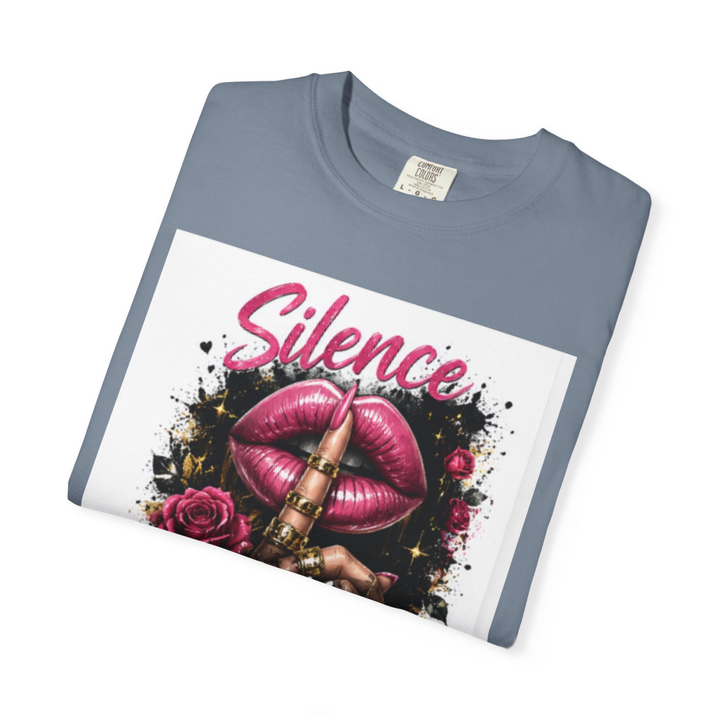 Silence Is My Power T-Shirt — Graphic Lip & Rose Statement Tee