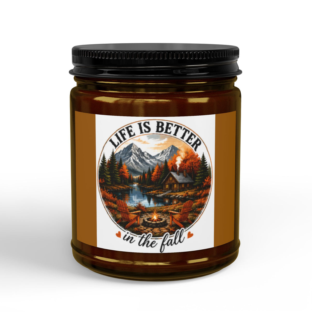 Fall Scented Soy Candle — "Life Is Better in the Fall" Amber Jar (4oz & 9oz)