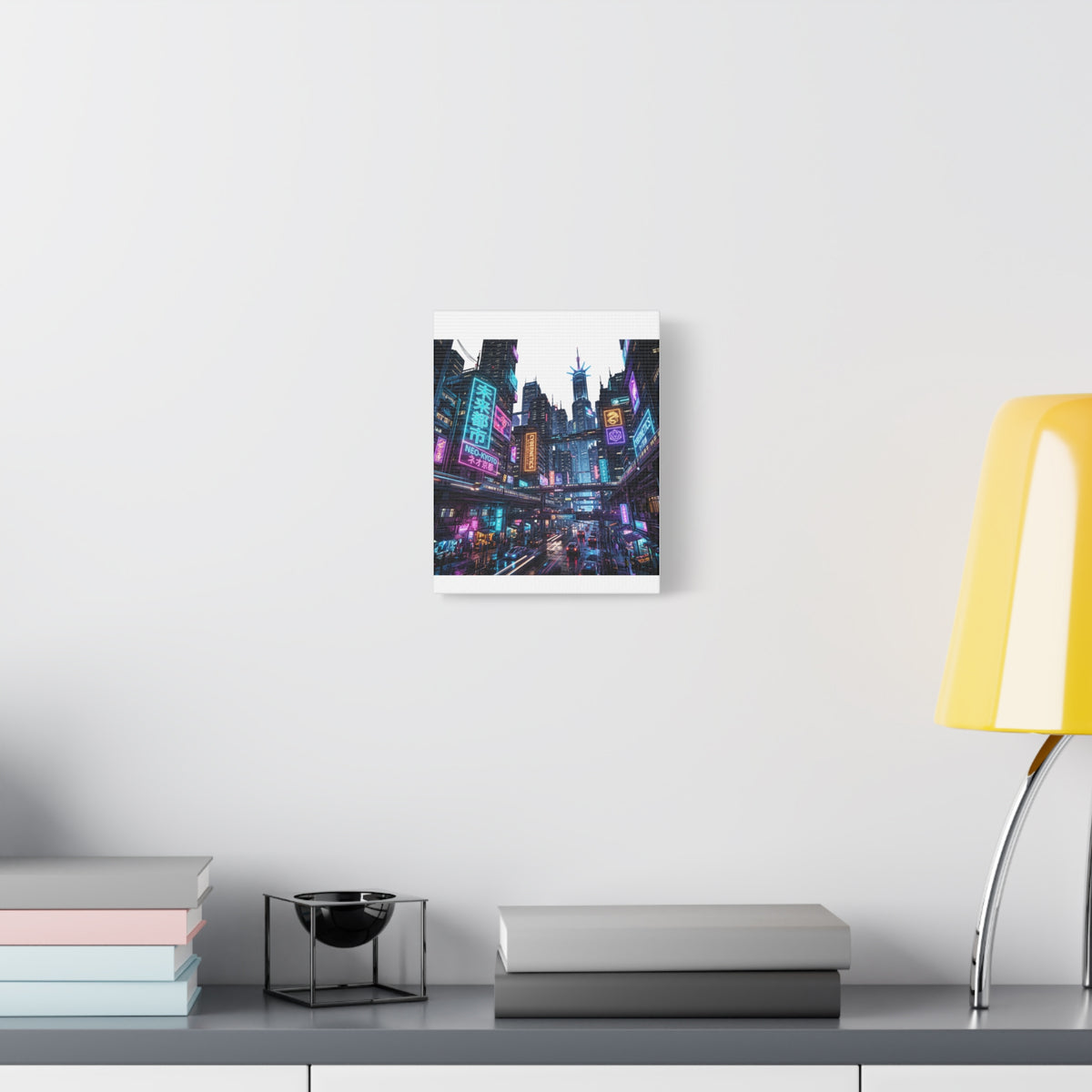 Neo-Kyoto Cyberpunk City Matte Canvas Print