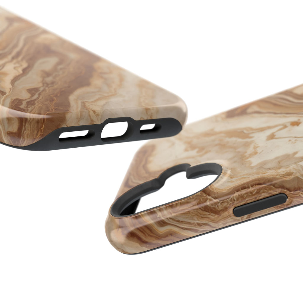 Magnetic Impact-Resistant Phone Case — Brown Marble Protective Cover