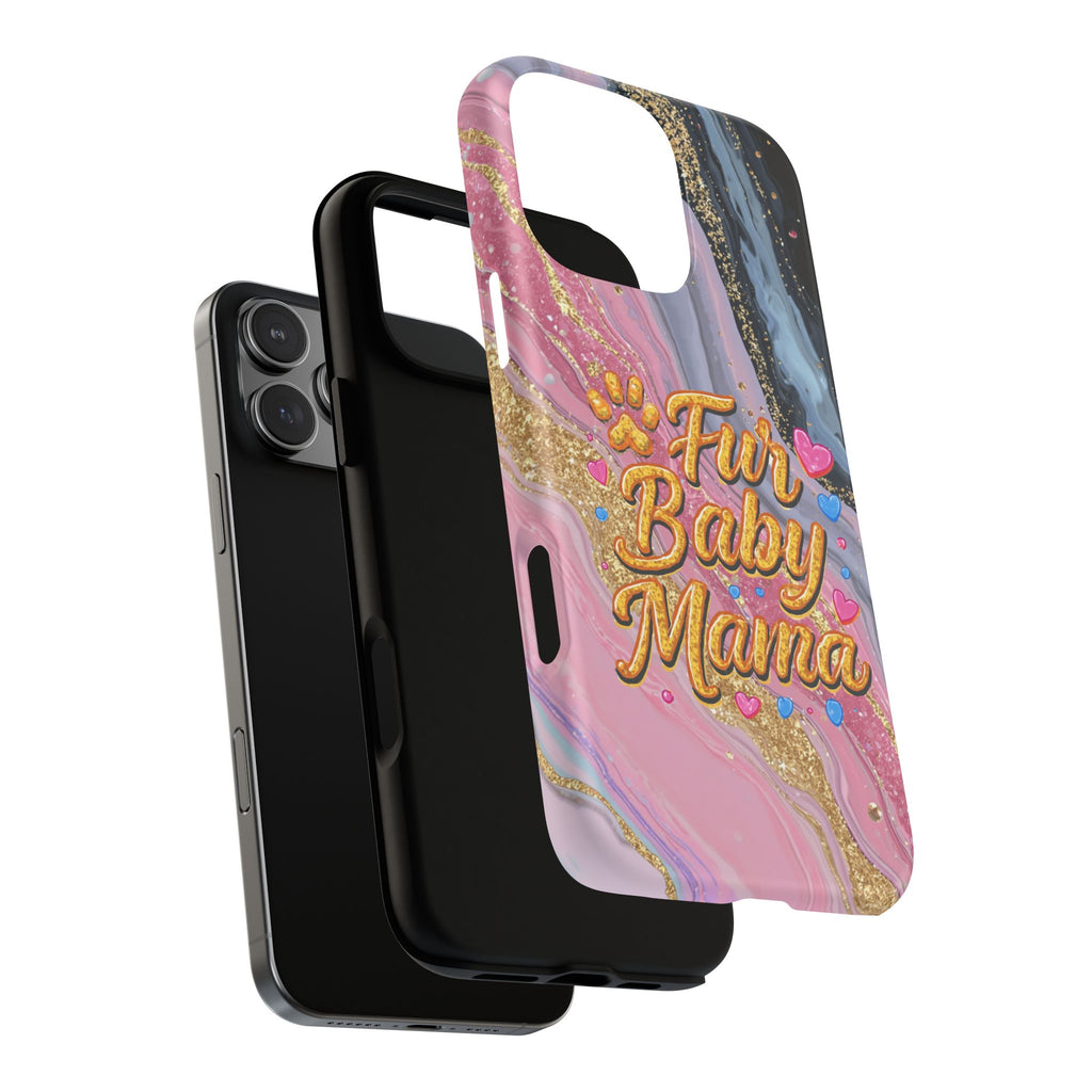 Phone Case — “Fur Baby Mama” Pink Marble Tough Magnetic Case
