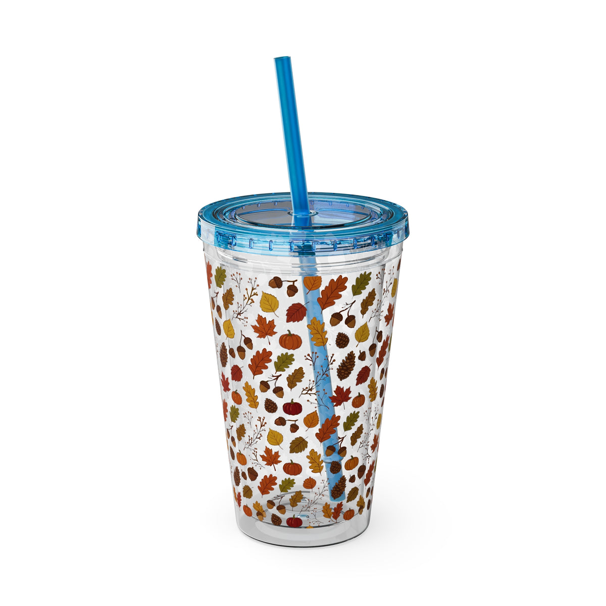 Autumn Leaves 16oz Tumbler with Straw – Fall Floral Insulated Cup