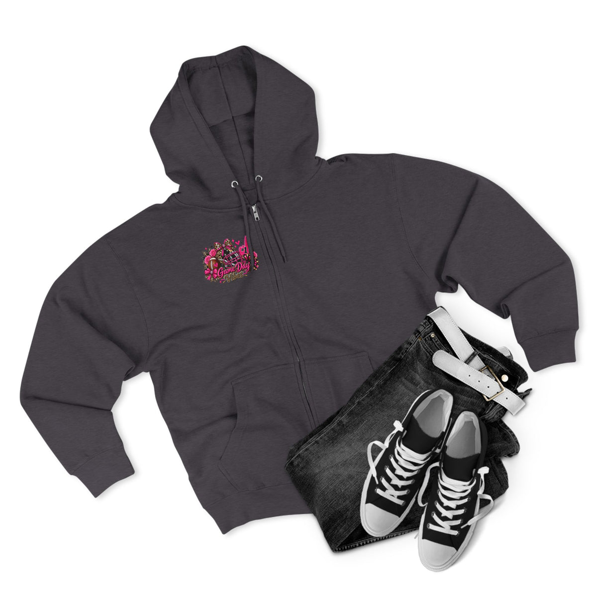 Game Day Pink Football Zip Hoodie