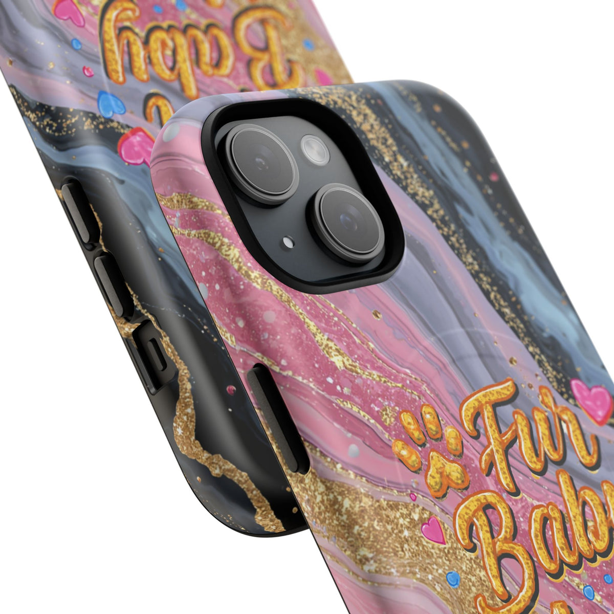 Phone Case — “Fur Baby Mama” Pink Marble Tough Magnetic Case