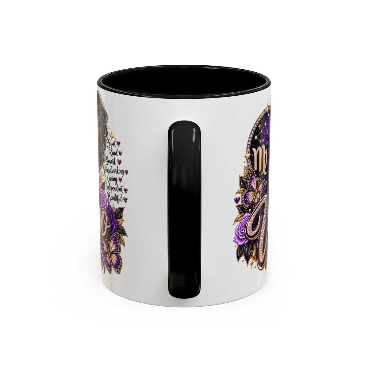 Virgo Zodiac Accent Coffee Mug — Purple Crowned Virgo Astrology Gift (11/15oz)
