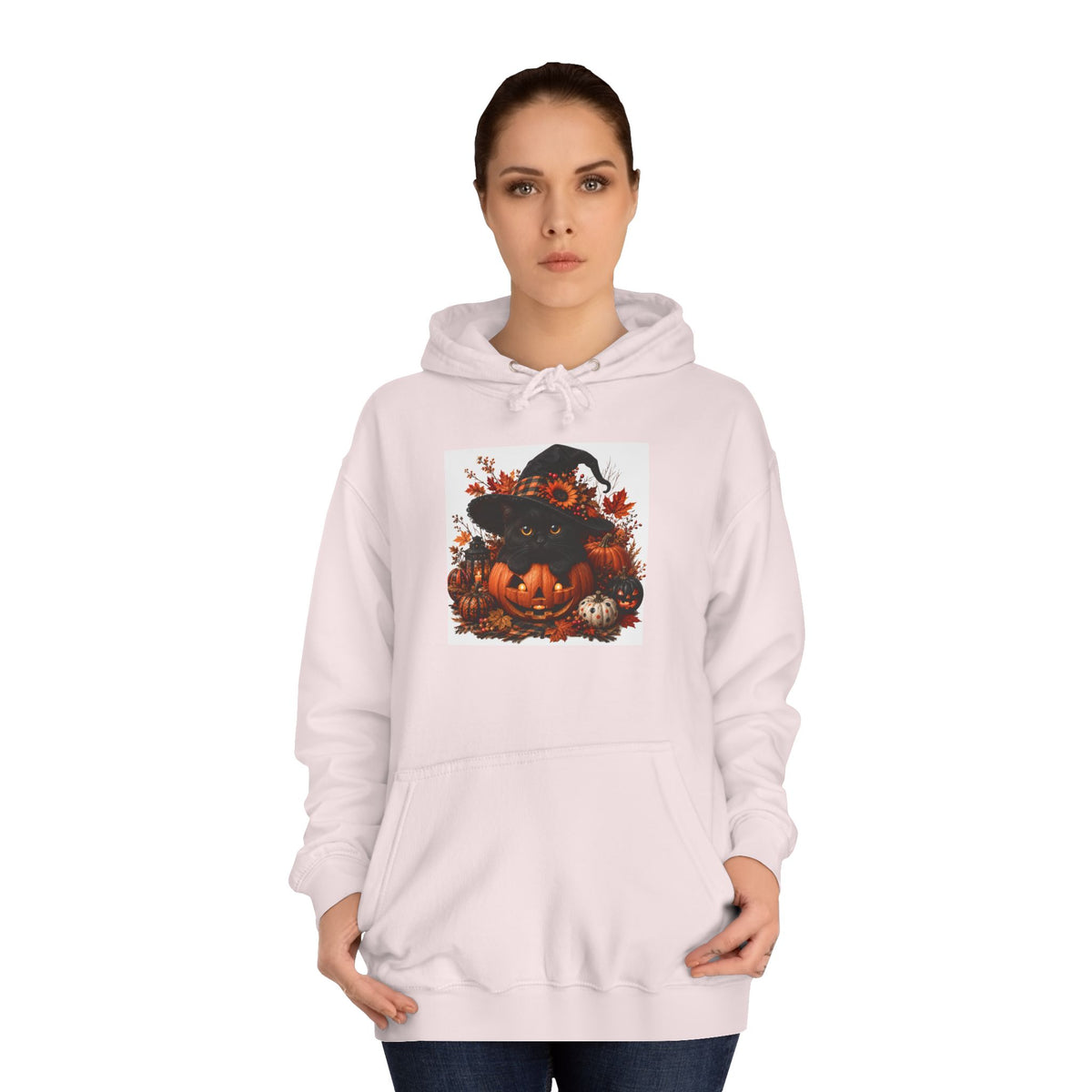 Halloween Pumpkin Witch Hoodie — Cute Spooky Fall College Sweatshirt