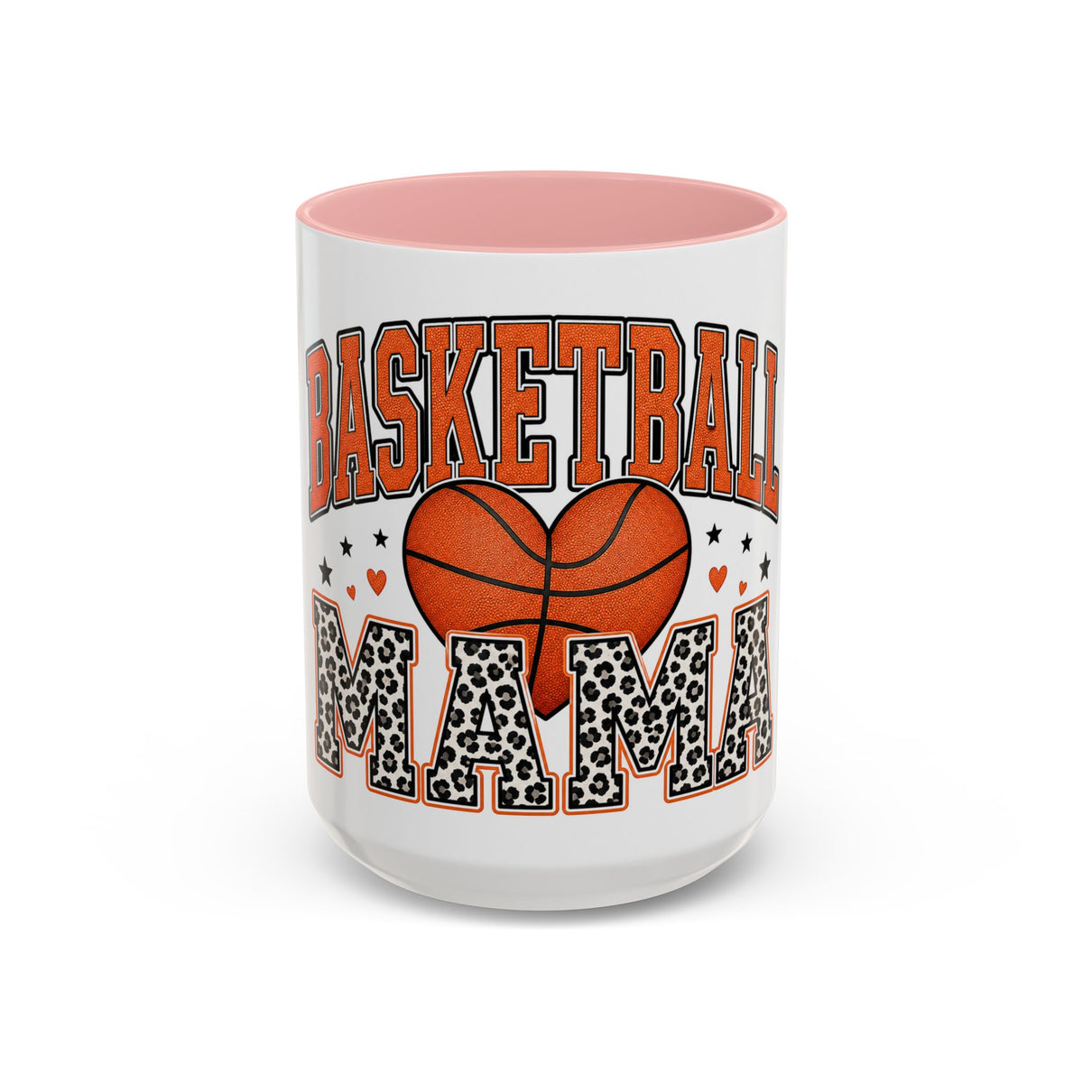 Basketball Mama Accent Coffee Mug – Leopard Print Hoop Mom Gift (11/15oz)