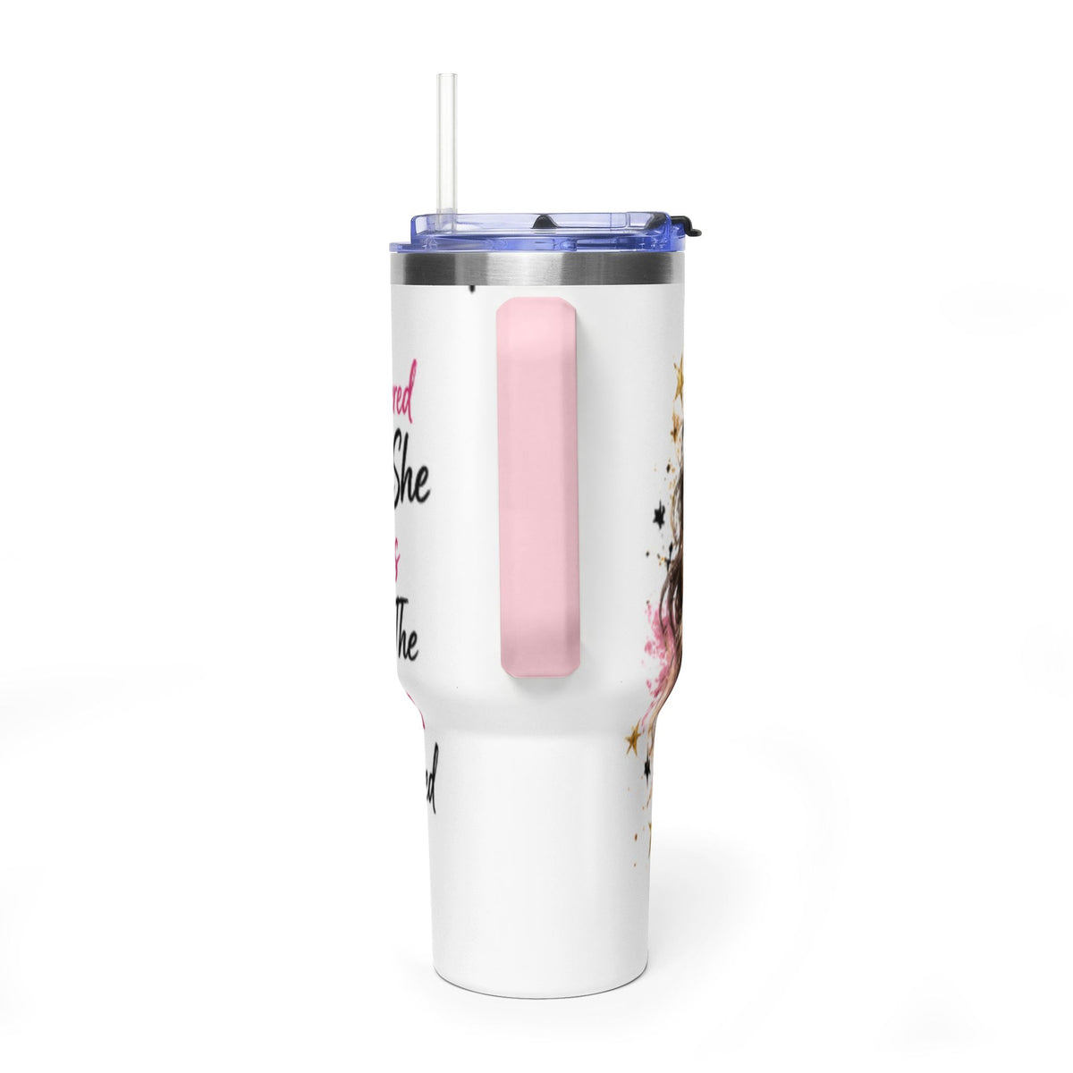 40oz Vacuum Tumbler - Glam Queen Crowned Girl Design (She Remembered Who She Was)