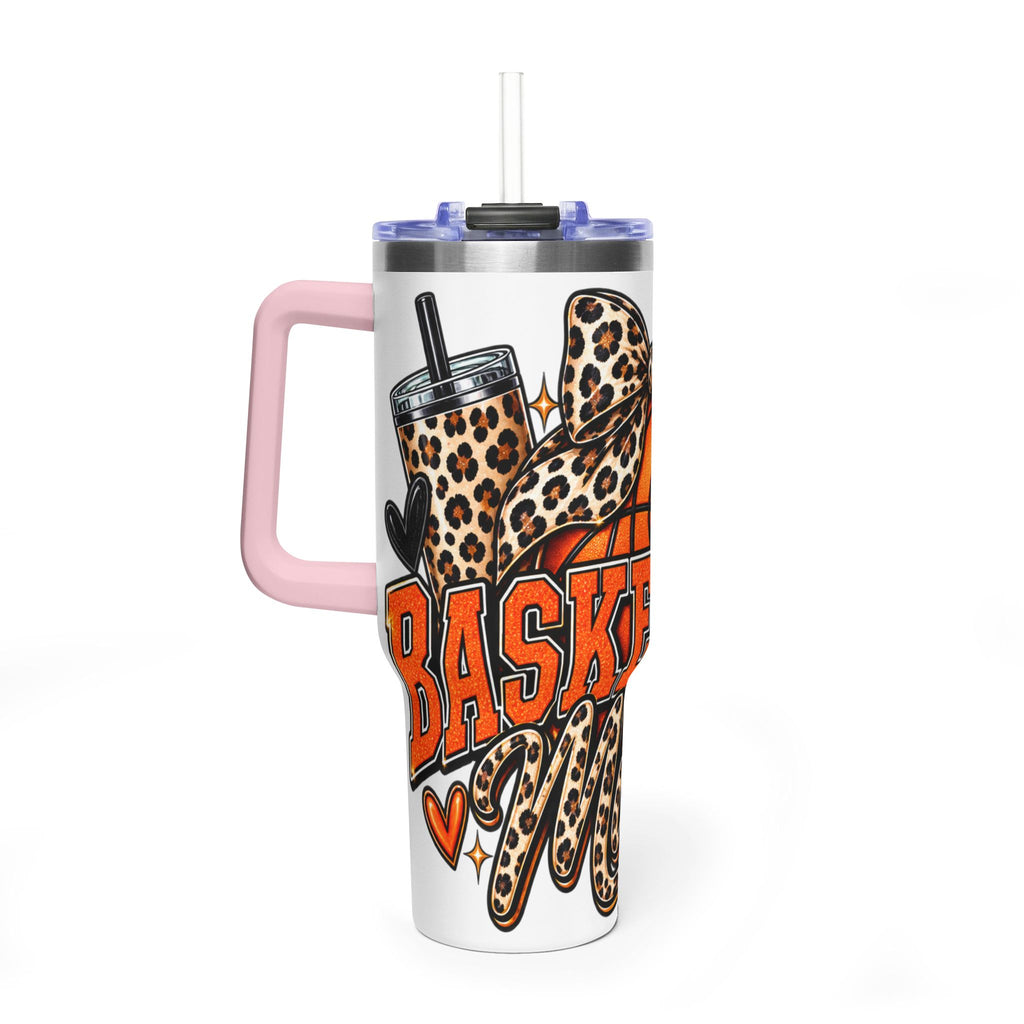 Basketball Mom Leopard Bow 40oz Vacuum Tumbler