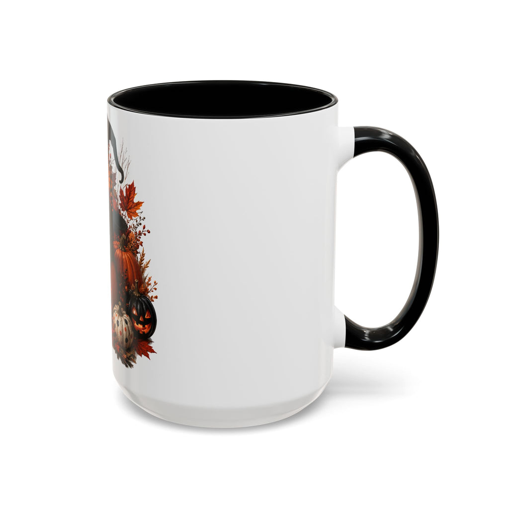Halloween Black Cat Pumpkin Coffee Mug – Autumn Witch Hat Accent Mug (11/15oz)