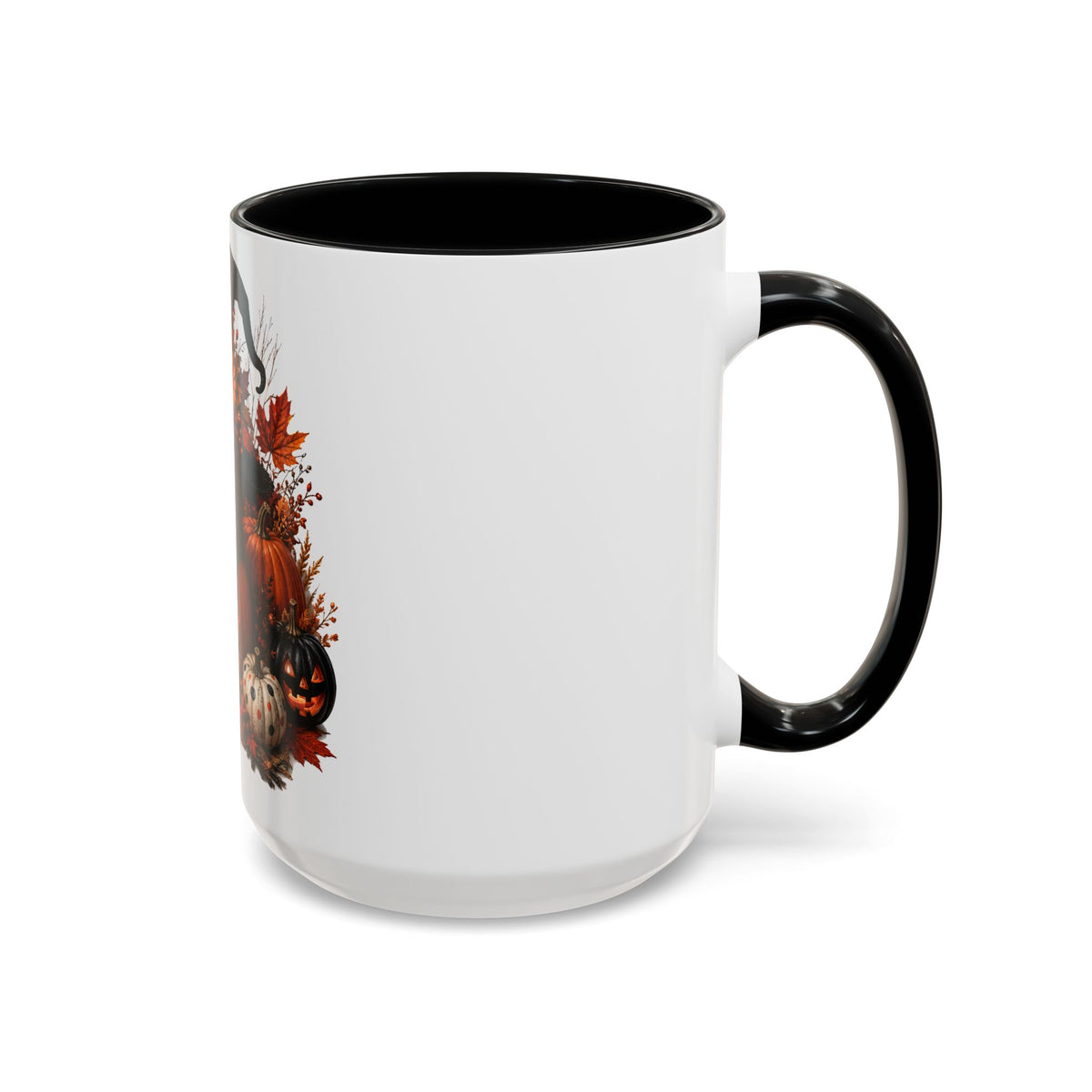 Halloween Black Cat Pumpkin Coffee Mug – Autumn Witch Hat Accent Mug (11/15oz)