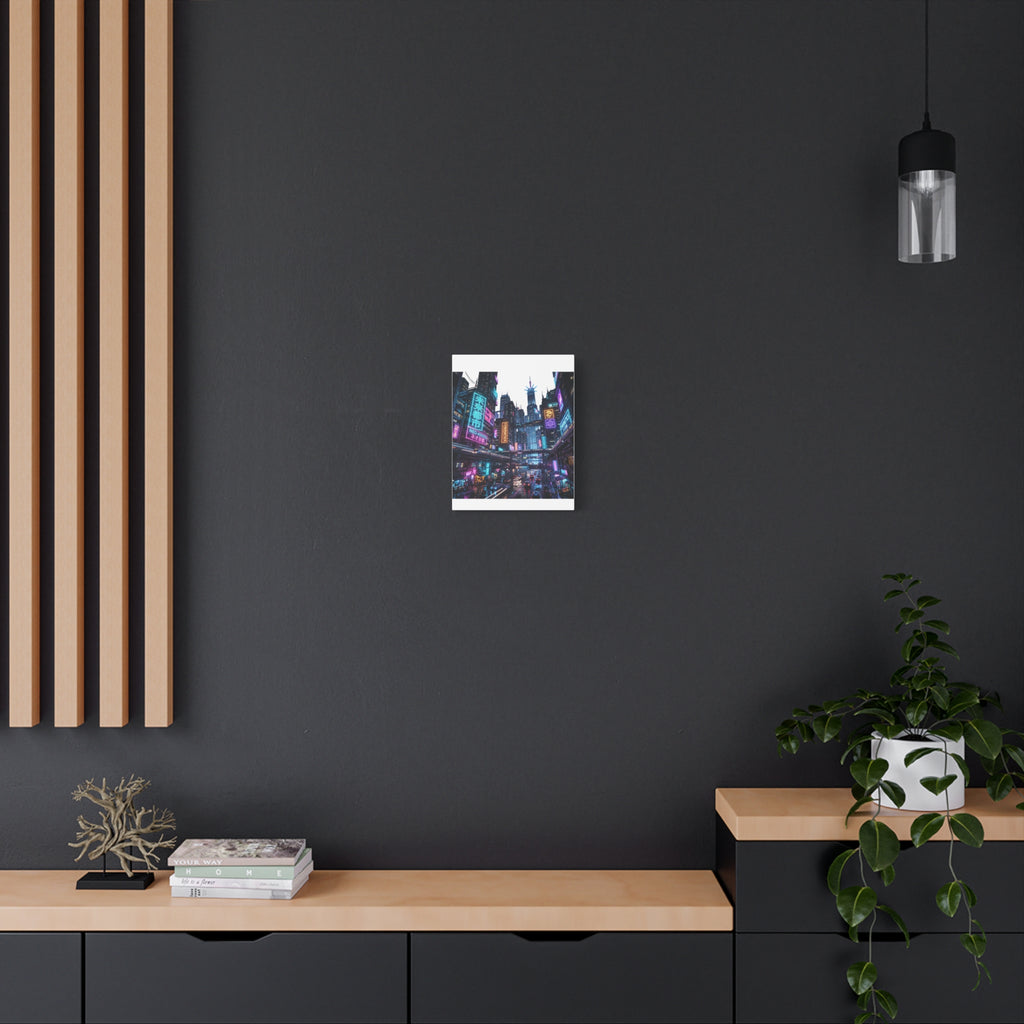 Neo-Kyoto Cyberpunk City Matte Canvas Print