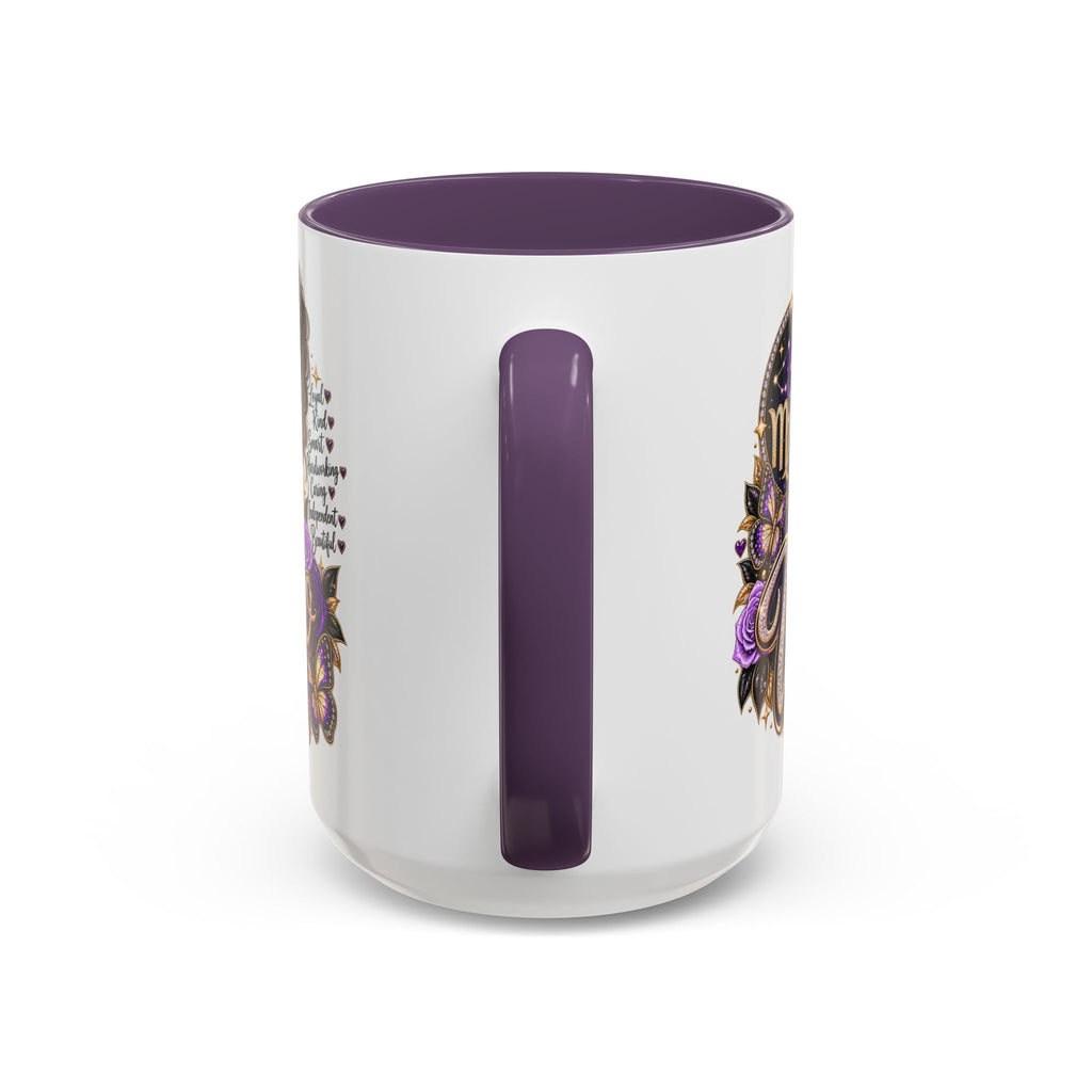 Virgo Zodiac Accent Coffee Mug — Purple Crowned Virgo Astrology Gift (11/15oz)