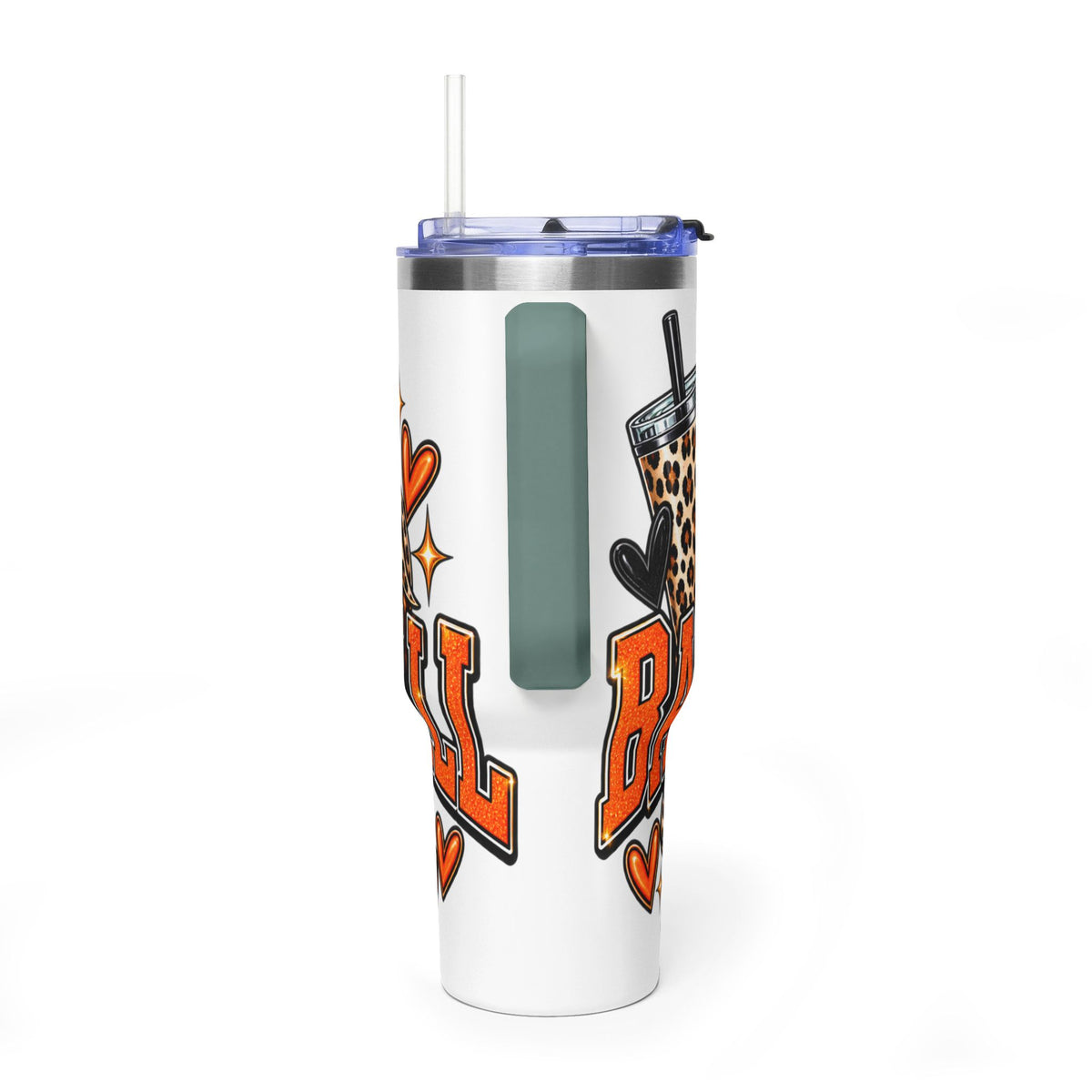 Basketball Mom Leopard Bow 40oz Vacuum Tumbler