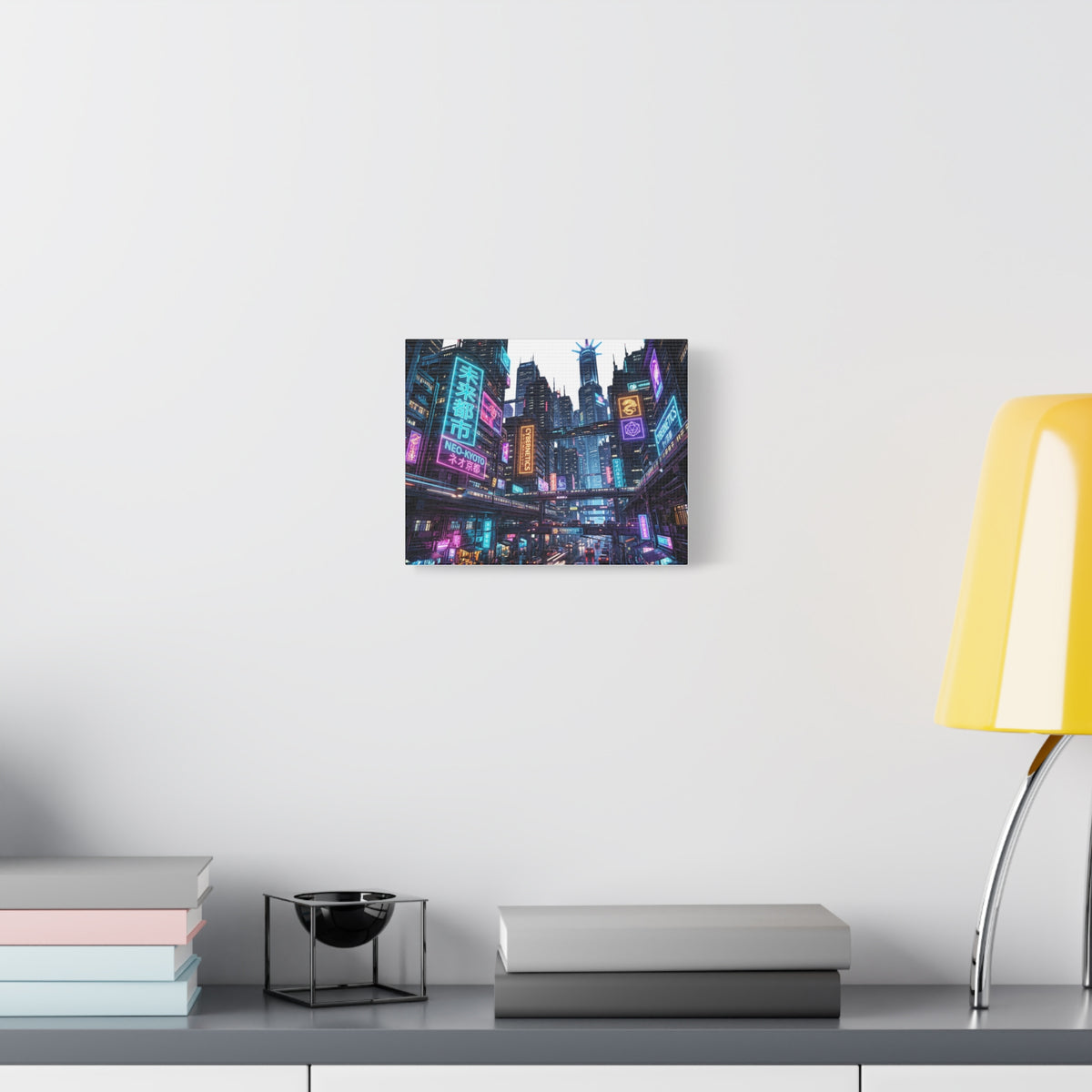 Neo-Kyoto Cyberpunk City Matte Canvas Print