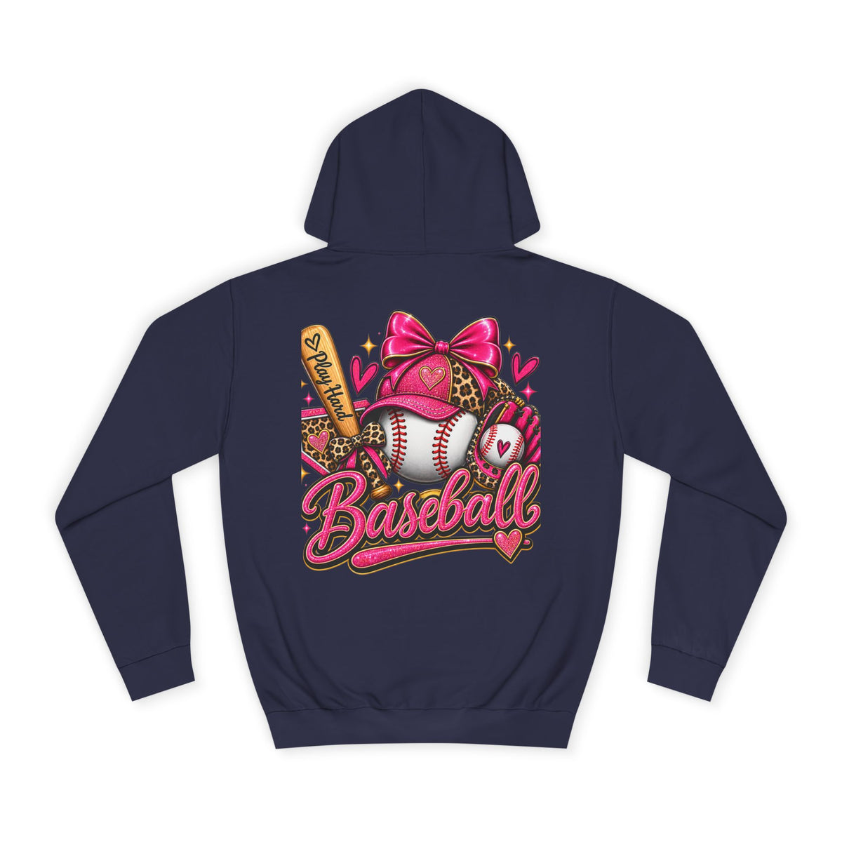 Baseball Hoodie – Cute Pink Bow Softball Fan Pullover