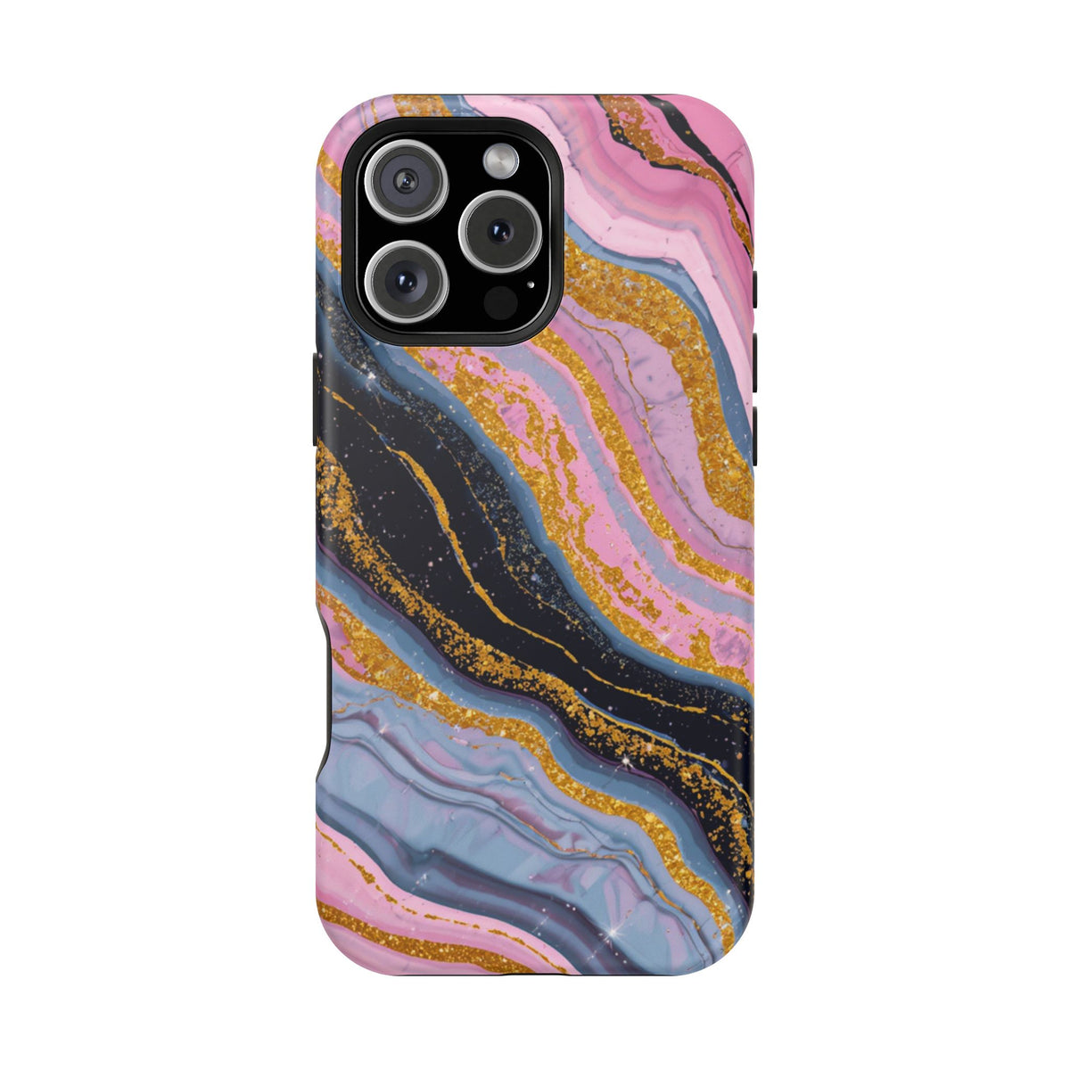 Marbled Pink & Gold Magnetic Phone Case — Impact-Resistant Protective Cover
