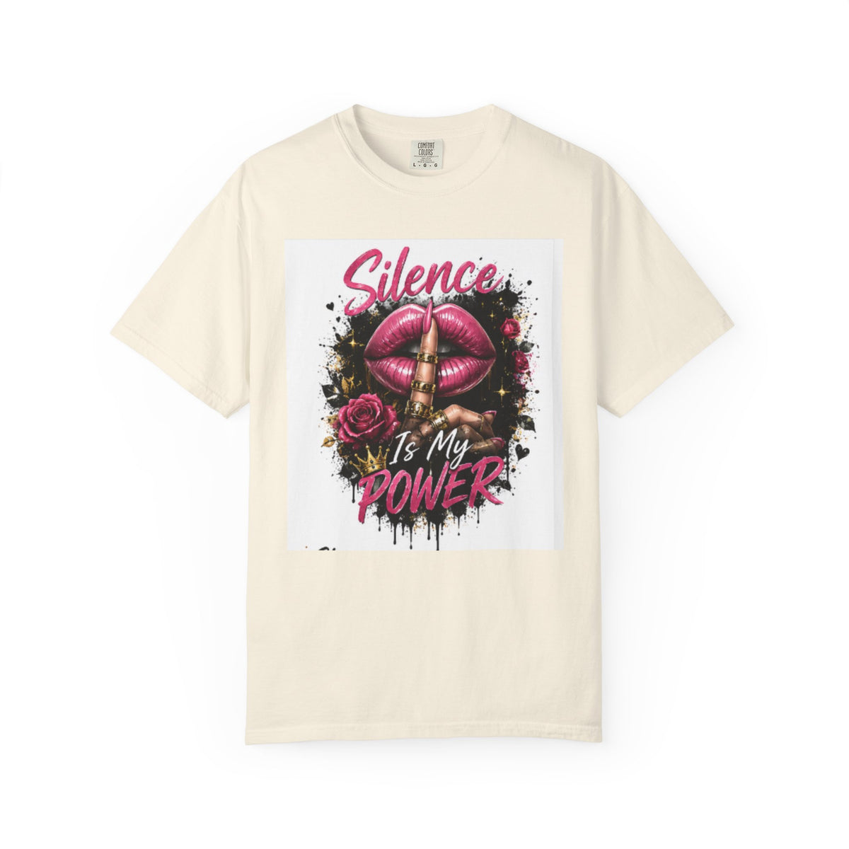 Silence Is My Power T-Shirt — Graphic Lip & Rose Statement Tee