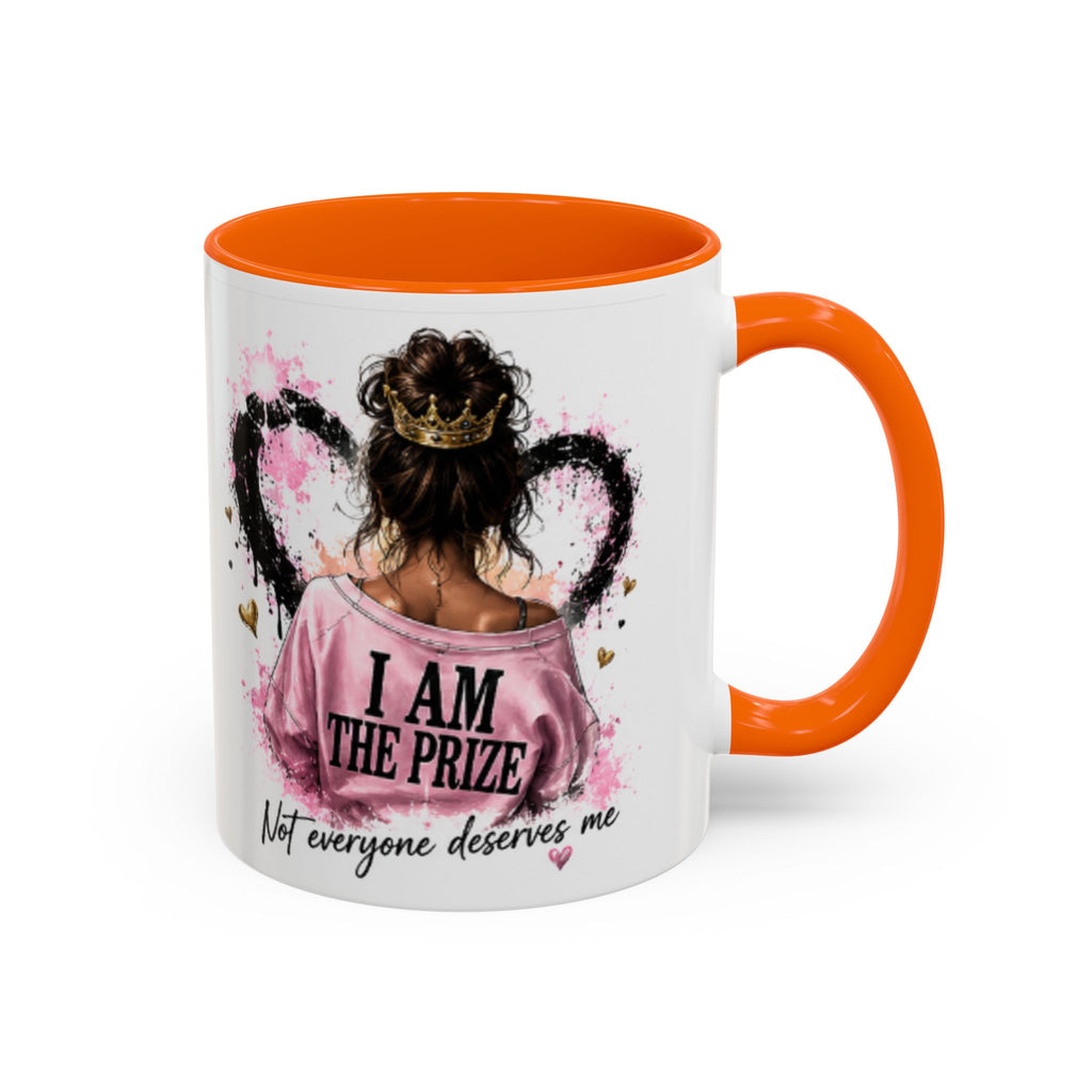 Accent Coffee Mug — "I Am The Prize" Floral Heart Design (11/15oz)