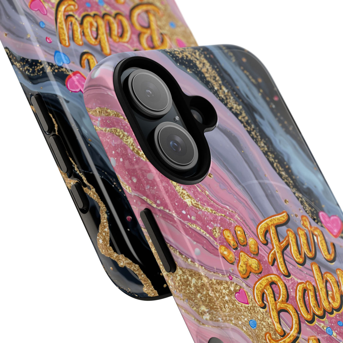 Phone Case — “Fur Baby Mama” Pink Marble Tough Magnetic Case