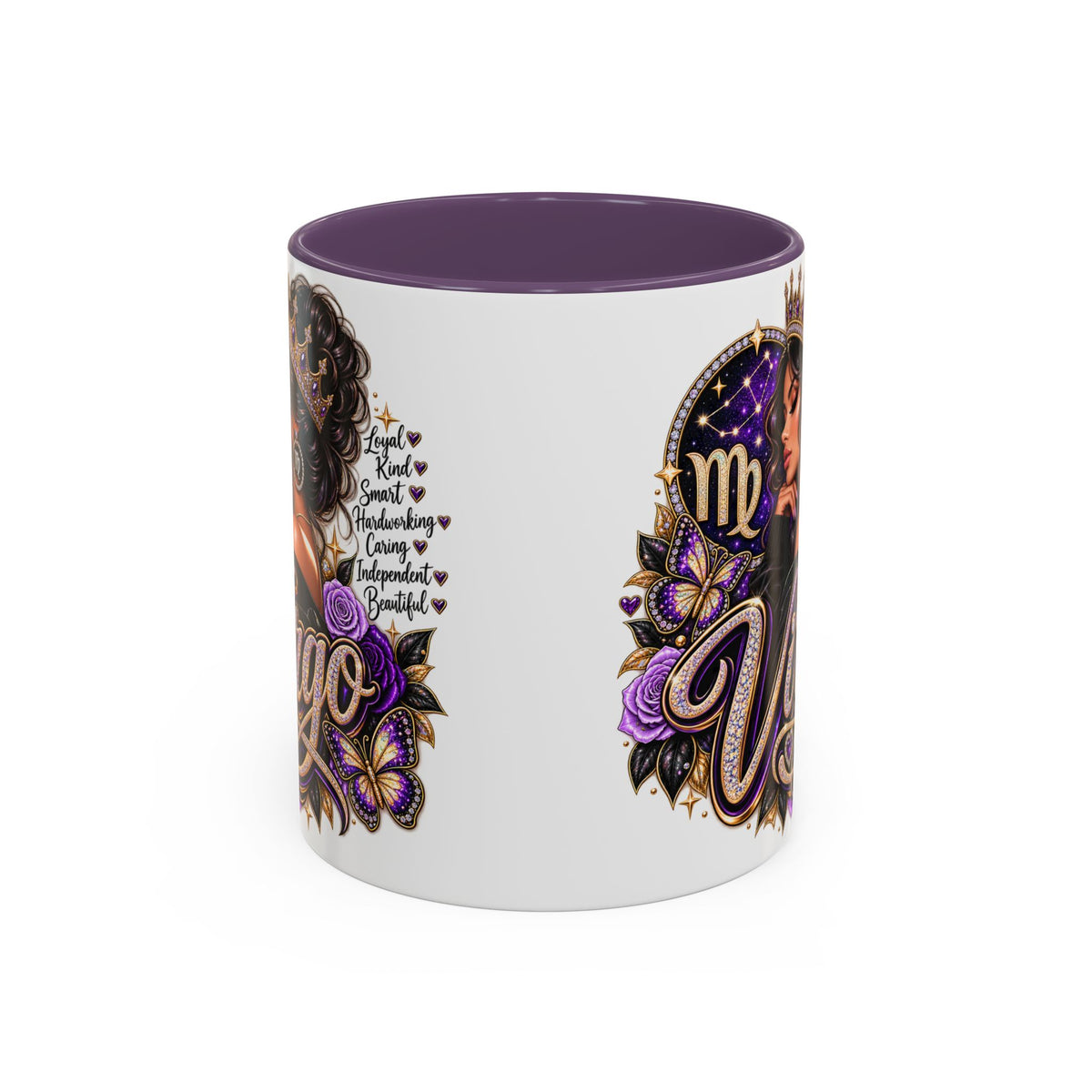 Virgo Zodiac Accent Coffee Mug — Purple Crowned Virgo Astrology Gift (11/15oz)