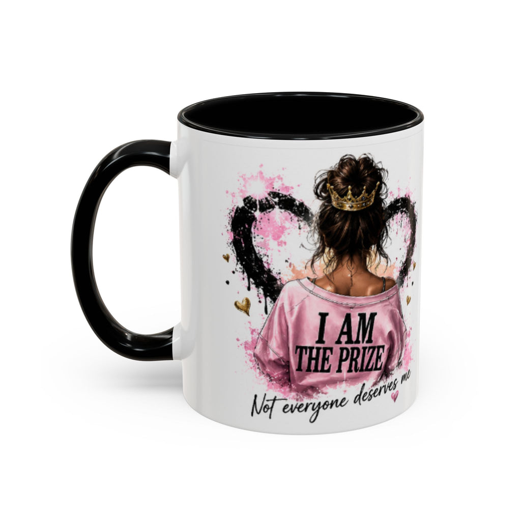 Accent Coffee Mug — "I Am The Prize" Floral Heart Design (11/15oz)