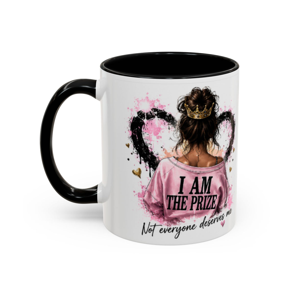 Accent Coffee Mug — "I Am The Prize" Floral Heart Design (11/15oz)