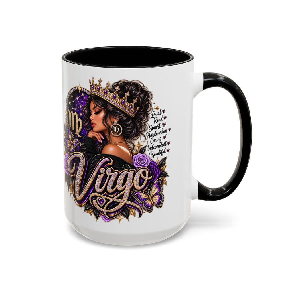 Virgo Zodiac Accent Coffee Mug — Purple Crowned Virgo Astrology Gift (11/15oz)