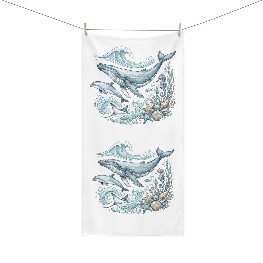 Whale Ocean Beach Towel – Coastal Sea Life Design