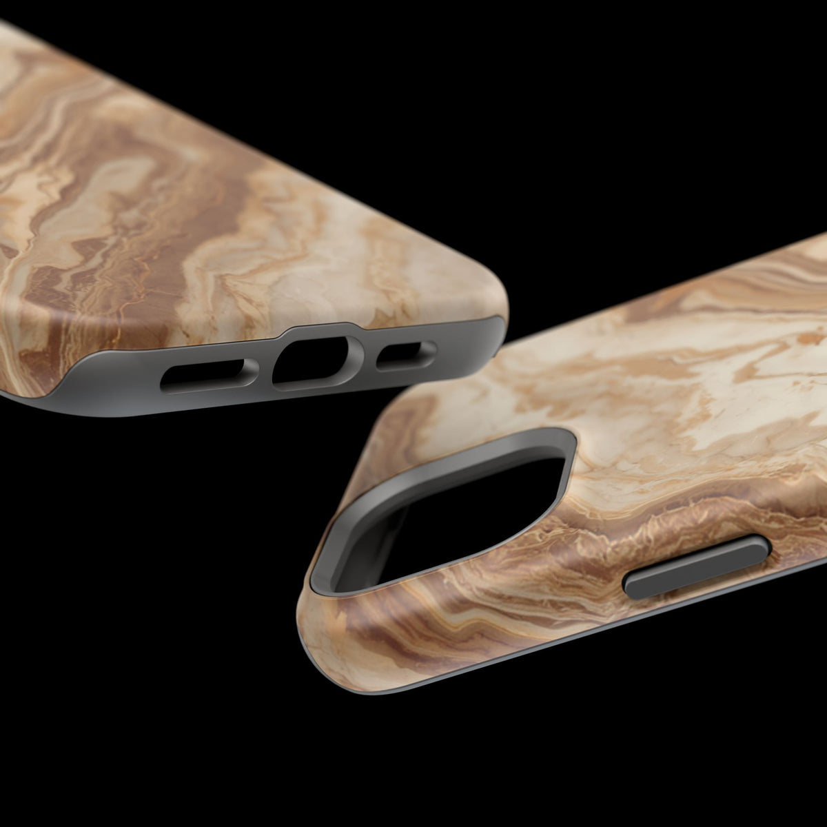 Magnetic Impact-Resistant Phone Case — Brown Marble Protective Cover